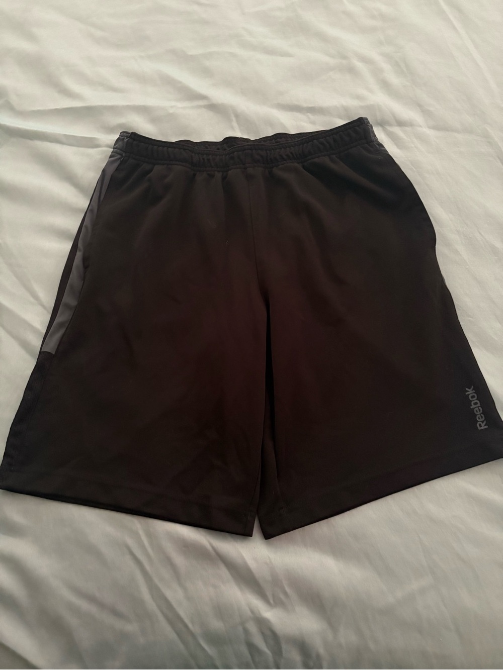 Reebok Men's Black Athletic Shorts with Reflective Side Stripe